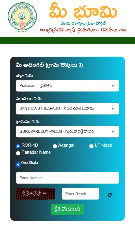 meebhoomi 1b